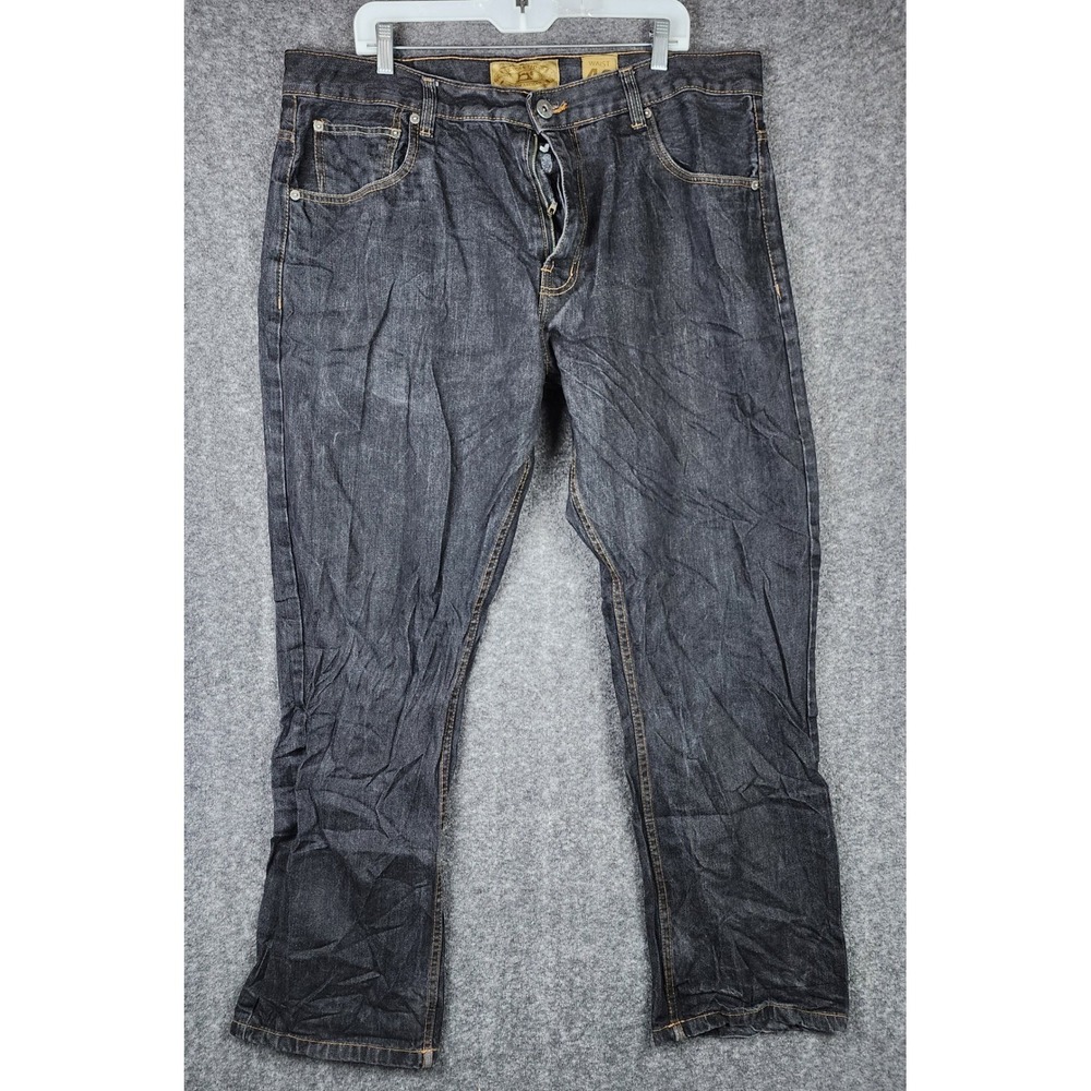 Evolution Jeans Men 40x32 Dark Wash Straight Leg Denim Artisan Black Gray